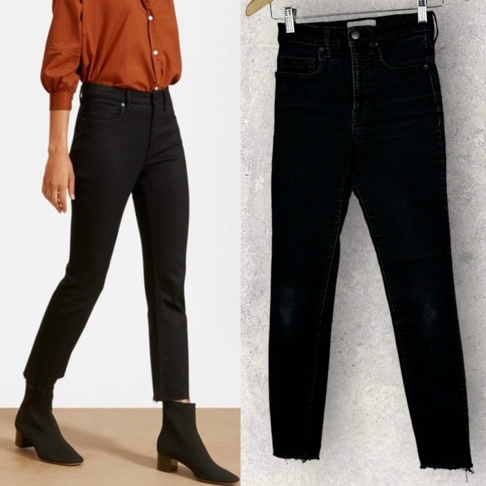 Everlane High Rise Black Denim Jeans Minimalist Size 26 Modal Stretch Zipper Fly